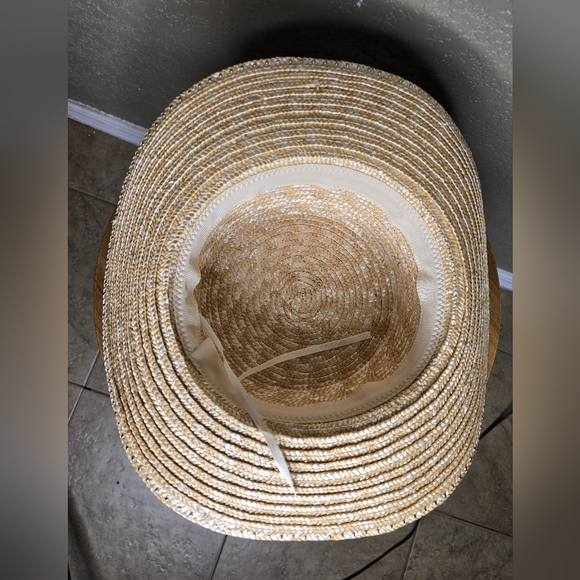 Elegant Pearl-Embellished Straw Hat - Bridal, Bachelorette. New! - Picture 3 of 3